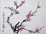 Pink-Plum Blossoms with a Singing Bird 10x14 (unmounted)